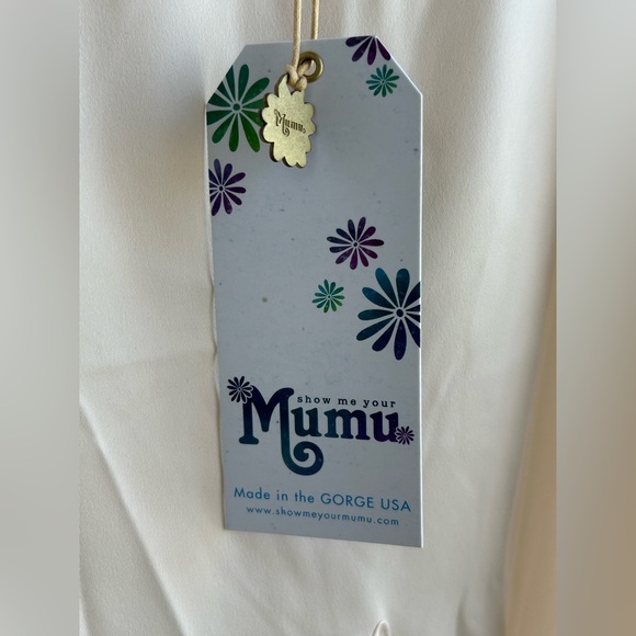 Show me your Mumu | cream poly short sleeve top | OVERSIZED XS - Picture 4 of 4